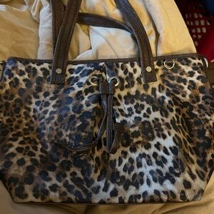Jessica Simpson Leopard Print Tote with Brown Accents
